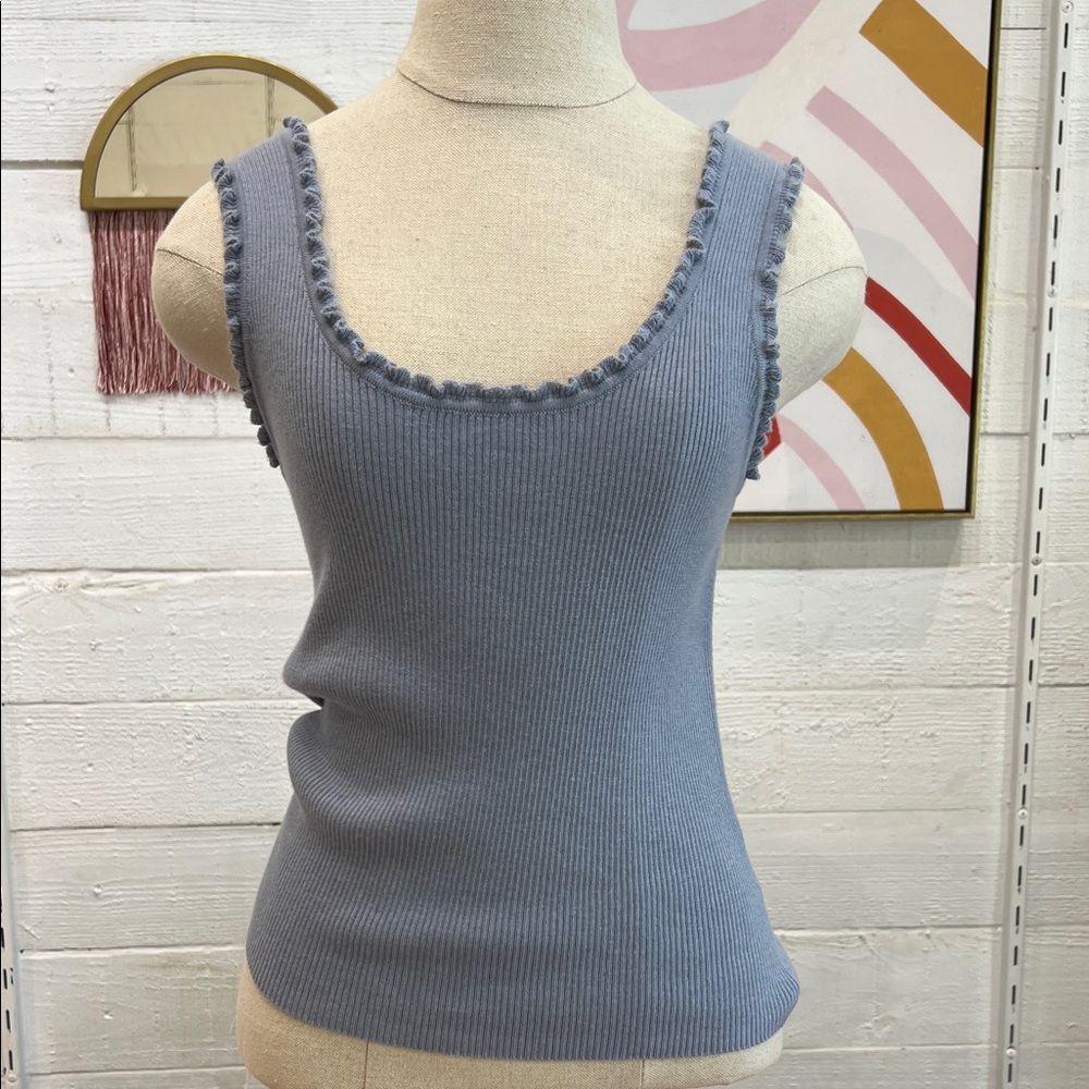 Lucy Paris Ribbed Blue Tank Top